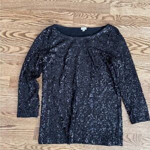 J. Crew Black Sequin Top size small